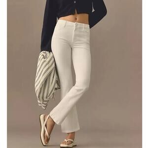 Paige Colette Crop Flare Jeans Size 29 Ivory Cream Stretch Denim Casual Staple